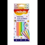 Színes ceruza készlet, hatszögletû Nebulo pasztell, 12 klf. szín