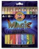 Színes varázsceruza készlet, háromszögletű, KOH-I-NOOR Magic 3408, 12+1 különböző szín (TKOH3408)