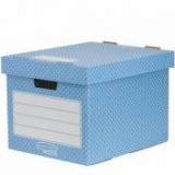 Tároló doboz, karton, 33,3x28,5x39 cm FELLOWES, "Style", kék-fehér [4 db]
