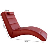 Tempo Relax fotel, piros öko bőr, megrendelésre, LONG