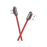 Töltő és adatkábel USB/Micro-USB csatlakozóval 2.4A 1.2 méter Hoco U60 piros
