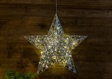 Tracon CHRSTM30WW LED karácsonyi ablakdísz, csillag, fém, elemes Timer 6+18h, 30LED, 3000K, 3xAA