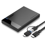 UGREEN US221 Külső ház 2,5" HDD/SSD, SATA, USB 3.0 + USB-C USB-C 3.1 (fekete)