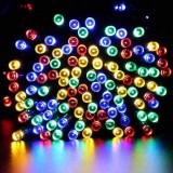 Union Napelemes 100 LED-es színes dekorációs fényfüzér, kerti égősor