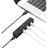 USB 2.0 hub, külön kapcsolható, státusz LED, fekete, Renkforce (RF-4826307) - USB Elosztó