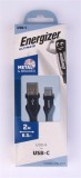 USB kábel, USB-A - USB-C, 2m, ENERGIZER, fekete (EKA04)