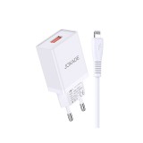 USB portos hálózati töltő 5A Jokade JB022 1 méteres Lightning kábellel fehér