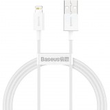 USB töltő- és adatkábel, Lightning, 100 cm, 2400 mA, törésgátlóval, gyorstöltés, PD, Baseus Superior, CALYS-A02, fehér (RS112791) - Adatkábel