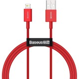 USB töltő- és adatkábel, Lightning, 100 cm, 2400 mA, törésgátlóval, gyorstöltés, PD, Baseus Superior, CALYS-A09, piros (RS122035) - Adatkábel