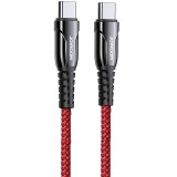 USB Type-C töltő- és adatkábel, USB Type-C, 120 cm, 3000 mA, törésgátlóval, gyorstöltés, PD, cipőfűző minta, Joyroom K1 S-1230K1, piros/fekete (RS104812) - Adatkábel