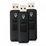 V7 4GB Slide-In connector USB2.0 Black (3-pack) VF24GAR-3PK-3E