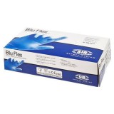 . Védőkesztyű, egyszer használatos, latex mentes, nitril, L méret, 100 db, púder nélküli Blu Flex (ME944)