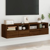 vidaXL 2 db barna tölgyszínű szerelt fa fali TV-szekrény 60x30x30 cm