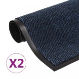 vidaXL 2 db kék négyszögletes bolyhos szennyfogó szőnyeg 60 x 90 cm