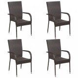 vidaXL 4 db barna rakásolható polyrattan kültéri szék