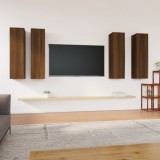 vidaXL 4 db barna tölgyszínű szerelt fa TV-szekrény 30,5 x 30 x 110 cm