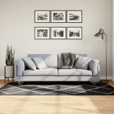 vidaXL Fekete és krém hosszú szálú bozontos modern szőnyeg 100 x 200cm
