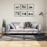 vidaXL Fekete és krém hosszú szálú bozontos modern szőnyeg 140 x 200cm