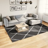 vidaXL Fekete és krém hosszú szálú bozontos modern szőnyeg 200 x 280cm