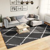 vidaXL Fekete és krém hosszú szálú bozontos modern szőnyeg 240 x 340cm