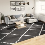 vidaXL Fekete és krém hosszú szálú bozontos modern szőnyeg 300 x 400cm