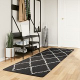 vidaXL Fekete és krém hosszú szálú bozontos modern szőnyeg 80 x 250 cm