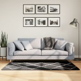 vidaXL Fekete és krém hosszú szálú bozontos modern szőnyeg 80x150 cm