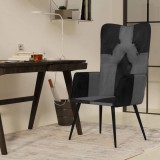 vidaXL Fekete és szürke valódi bőr magas háttámlájú fotel