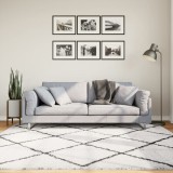 vidaXL Krém és fekete hosszú szálú bozontos modern szőnyeg 200x200 cm
