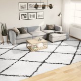 vidaXL Krém és fekete hosszú szálú bozontos modern szőnyeg 300x400 cm