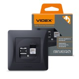 Videx Binera CAT6 fekete színű süllyesztett fali informatikai csatlakozó aljzat