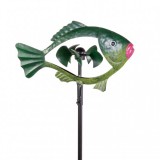 Wind Szélkerék fém szélforgó hal formájú dísz játék földbe szúrható zöld kerti dekoráció