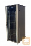 X-Tech - 18U rack szekrény 600x600, Fekete, lapraszerelt