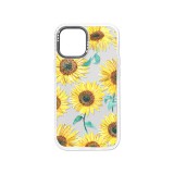 YOOUP Mintás telefontok Sunflower iPhone 13 Pro átlátszó háttérrel fehér kerettel