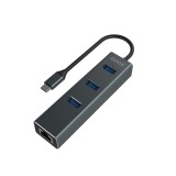 4 Portos USB-C Hub Savio AK-57 Ethernet (RJ-45) Szürke