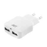 Act ac2115 usb charger 2-port 2.4a 12w smart ic white