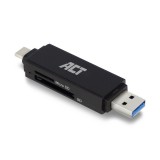 ACT USB-C/USB-A for SD/micro SD Card Reader Black AC6375