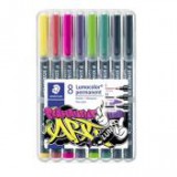Alkoholos marker készlet, STAEDTLER "Lumocolor Permanent ART", 8 különböző szín és vastagság [8 db]