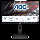 AOC IPS monitor 23.8" 24P1, 1920x1080, 16:9, 250cd/m2, 5ms, 60Hz, HDMI/DisplayPort/VGA/DVI/4xUSB, Pivot, hangszóró (24P1) - Monitor