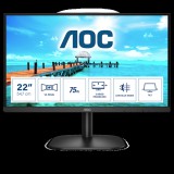 AOC VA monitor 21.5" 22B2H/EU, 1920x1080, 16:9, 250cd/m2, 4ms, 75Hz, VGA/HDMI (22B2H/EU) - Monitor