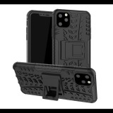 Apple iPhone 11 Pro Max, Műanyag hátlap védőtok, Defender, kitámasztóval és szilikon belsővel, autógumi minta, fekete (RS90826) - Telefontok