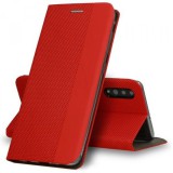 Apple iPhone 11 Pro, Oldalra nyíló tok, stand, textil minta, BookCover, piros (93665) - Telefontok