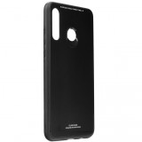 Apple iPhone 12 Pro Max, Szilikon védőkeret, üveg hátlap, Glass Case, fekete (93341) - Telefontok