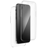 Apple iPhone 13 Mini, Szilikon tok, előlapi, és műanyag hátlapi védelem, 360 Full Cover, átlátszó (107363) - Telefontok