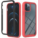 Apple iPhone 13 Pro Max, Szilikon hátlap és műanyag előlapi tok, elő- és hátlapi üveggel, közepsen ütésálló, Wooze Power Case, fekete/piros (114126) - Telefontok