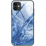 Apple iPhone XS Max, Szilikon védőkeret, edzett üveg hátlap, márvány minta, Wooze FutureCover, kék (91402) - Telefontok