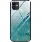 Apple iPhone XS Max, Szilikon védőkeret, edzett üveg hátlap, márvány minta, Wooze FutureCover, világoszöld (91403) - Telefontok