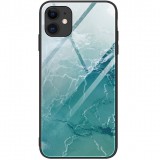 Apple iPhone XS Max, Szilikon védőkeret, edzett üveg hátlap, márvány minta, Wooze FutureCover, Világoszöld