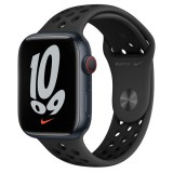 Apple Watch Nike Series 7 GPS+Cellular 45mm éjfekete aluminium tok, antracit-fekete Nike sportszíj (MKL53HC/A) (MKL53HC/A) - Okosóra