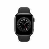 Apple Watch Series 6 GPS+Cellular 44mm grafitszínű rozsdamentesacél tok, fekete sportszíj (M09H3HC/A) (M09H3HC/A) - Okosóra